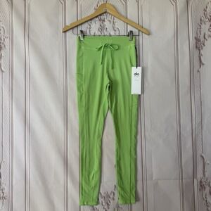 Alo Yoga 7/8 High Waist Check Point Legging Green Apple Size XS NWT